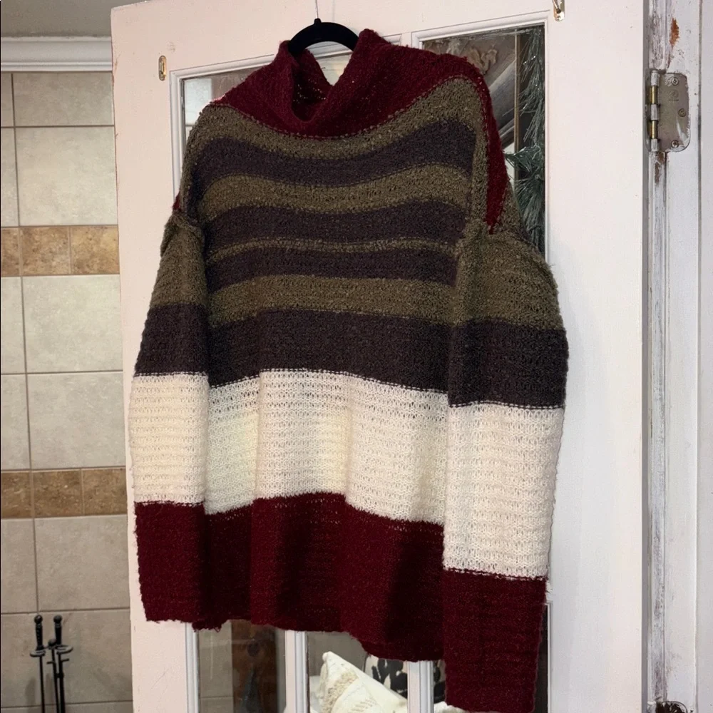 True Craft Striped Multicolor Sweater 0X